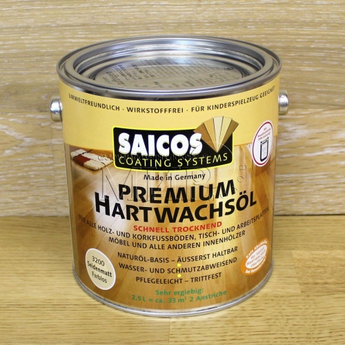 Масло с твердым воском Saicos Premium Hartwachsol 3305 - Матовое 2,5 л